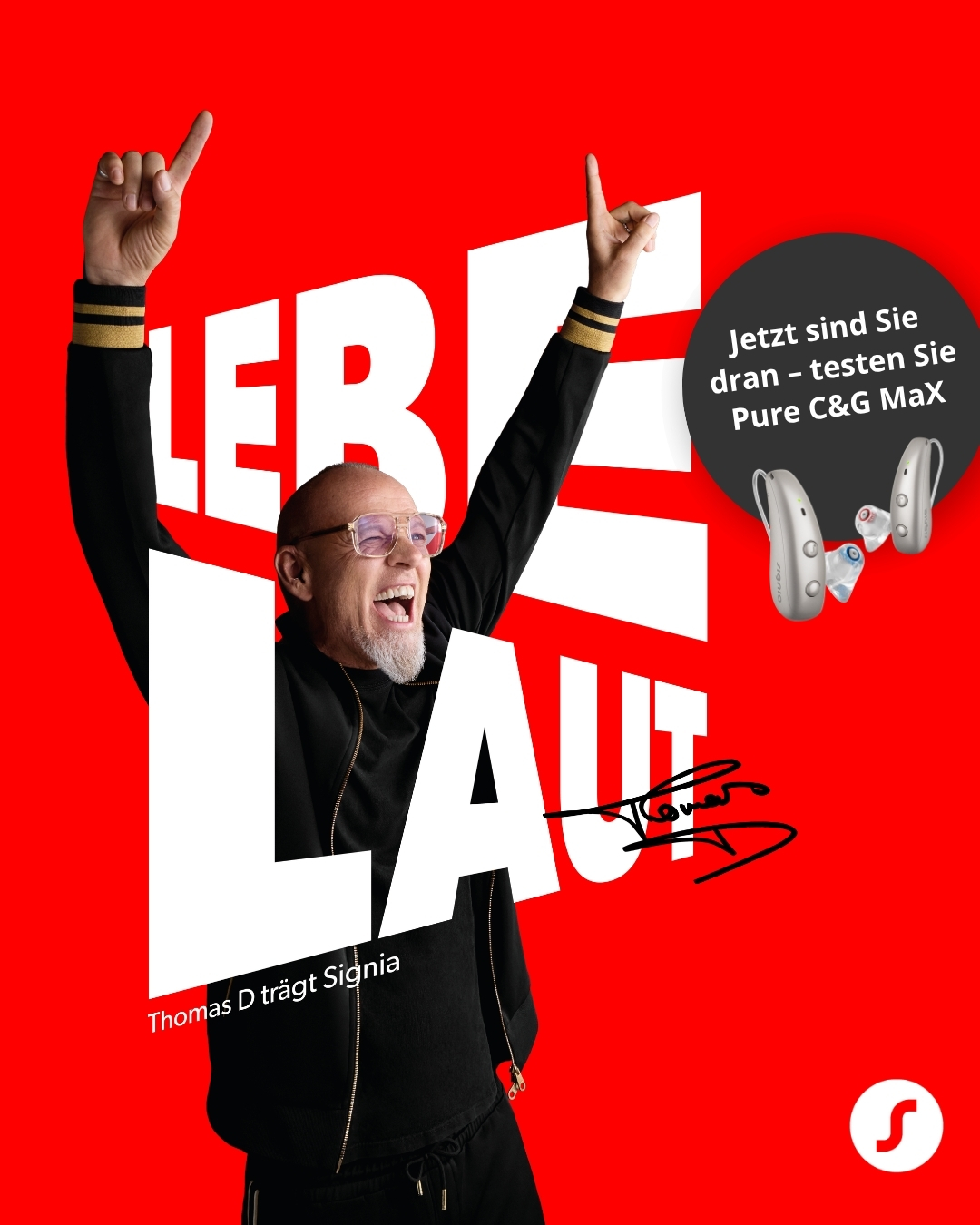 Signia 2026.h2 ThomasD Werbemittel Some2 DE 09.26 Signia Hörgeräte Lebe Laut
